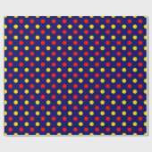Navy Blau Rot Gelb Punkte Design  Geschenkpapier (Flach)