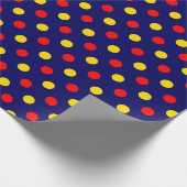 Navy Blau Rot Gelb Punkte Design  Geschenkpapier (Ecke)