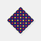 Navy Blau Rot Gelb Punkte Design Serviette (Ecke)