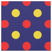 Navy Blau Rot Gelb Punkte Design Stoff (Nahaufnahme)