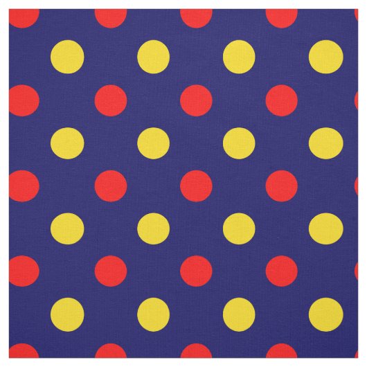 Navy Blau Rot Gelb Punkte Design Stoff (Muster)