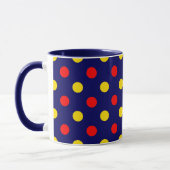 Navy Blau Rot Gelb Punkte Design  Tasse (Links)