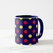 Navy Blau Rot Gelb Punkte Design  Tasse (VorderseiteRechts)