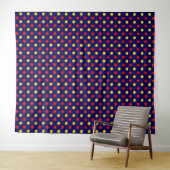 Navy Blau Rot Gelb Punkte Design Wandteppich (Beispiel (Horizontal))