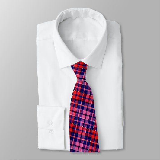 Navy Blau Rot Pink Kariert Tartan Design  Krawatte (Gebunden)