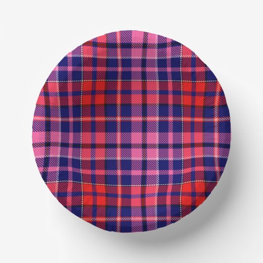 Navy Blau Rot Pink Kariert Tartan Design  Pappteller (Vorderseite)