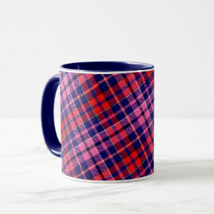 Navy Blau Rot Pink Kariert Tartan Design  Tasse