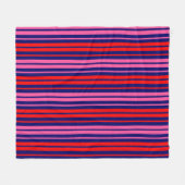 Navy Blau Rot Pink Vertikale Streifen Design Fleecedecke (Vorderseite (Horizontal))