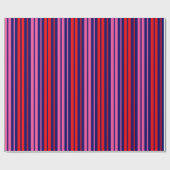 Navy Blau Rot Pink Vertikale Streifen Design Geschenkpapier (Flach)