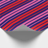 Navy Blau Rot Pink Vertikale Streifen Design Geschenkpapier (Ecke)