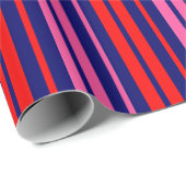 Navy Blau Rot Pink Vertikale Streifen Design Geschenkpapier (Rolleneckpunkt)