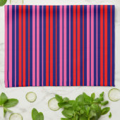 Navy Blau Rot Pink Vertikale Streifen Design   Geschirrtuch (Gefaltet)