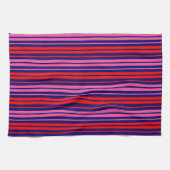 Navy Blau Rot Pink Vertikale Streifen Design   Geschirrtuch (Horizontal)