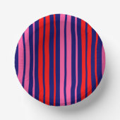 Navy Blau Rot Pink Vertikale Streifen Design Pappteller (Vorderseite)