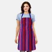 Navy Blau Rot Pink Vertikale Streifen Design  Schürze (Getragen)