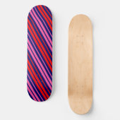 Navy Blau Rot Pink Vertikale Streifen Design  Skateboard (Vorderseite)