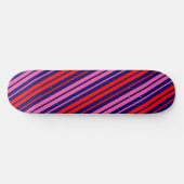 Navy Blau Rot Pink Vertikale Streifen Design  Skateboard (Horizontal)