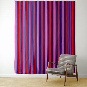 Navy Blau Rot Pink Vertikale Streifen Design Wandteppich
