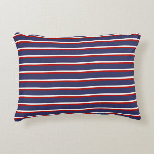Navy Blau Rot Streifenmuster Dekokissen
