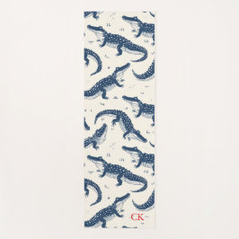 Navy Blau & Rot vintage Krokodilmuster Yogamatte