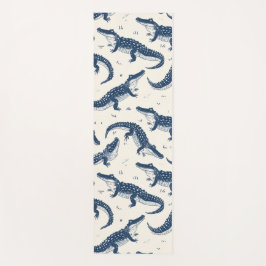 Navy Blau & Rot vintage Krokodilmuster Yogamatte