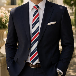 Navy Blau Rot Weiß Candy Stripe Krawatte