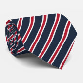 Navy Blau Rot Weiße Candy Stripe  Krawatte (Gerollt)