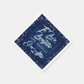 Navy Blau Rustikale Holz Hochzeit Glücklich Bis An Serviette (Ecke)