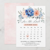 Navy Blau Schiefer Staubige Blush-Kalender Save Th The Date (Vorne/Hinten)