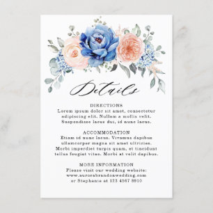 Navy Blau Schiefer Staubige Blush Rosa Hochzeitsde Begleitkarte
