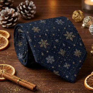 Navy-Blau-Schneeflocken-Luxus-Winterfeiertag Krawatte