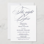 Navy Blau Script Die Nacht Vor Der Probe Dinner Einladung (Vorderseite)
