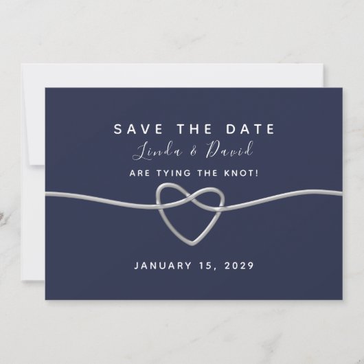 Navy-Blau-Script-Hochzeit Save The Date (Vorderseite)