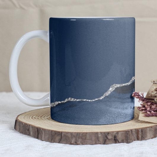 Navy Blau Silber Achat Kaffeetasse
