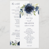 Navy Blau Silber Blumen Botanische Grünpflanzen Ho Programm (Vorne/Hinten)