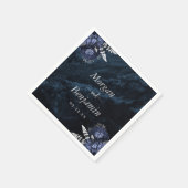 Navy Blau Silber Blumen Hochzeit Serviette (Ecke)