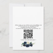 Navy Blau Silber Elegante Florale QR-Code-Hochzeit Einladung (Rückseite)