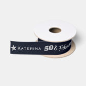 Navy Blau Silber Fabelhafter Geburtstag Satinband (Spule)