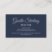 Navy Blau Silber Foto Monogramm Realtor QR Code  Visitenkarte (Rückseite)