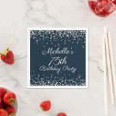 Navy Blau Silber Glitter 75. Geburtstagsfeier Serviette (Beispiel)