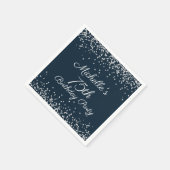 Navy Blau Silber Glitter 75. Geburtstagsfeier Serviette (Ecke)