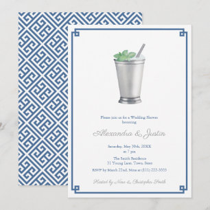 Navy Blau & Silber Grau Mint Julep Hochzeitsdusche Einladung