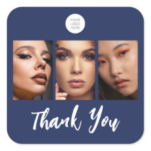 Navy Blau Skript Logo Foto Make-up Danke