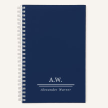 Navy Blau Stilvolles Monogramm & Name