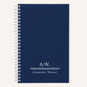 Navy Blau Stilvolles Monogramm & Name Notizblock