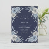 Navy-Blau Sublime Winterhochzeit Einladung (Stehend Vorderseite)