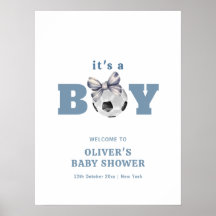 Navy Blau Süße Schleife Fußball Junge Baby Shower 