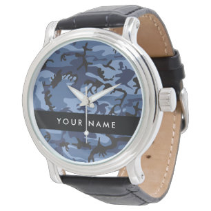 Navy Blau Tarnmuster Ihren Namen personalisieren Armbanduhr