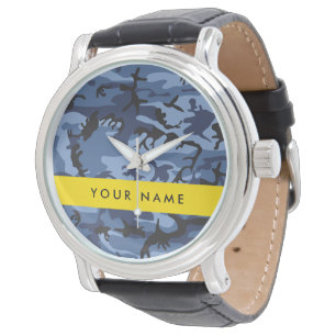 Navy Blau Tarnmuster Ihren Namen personalisieren Armbanduhr