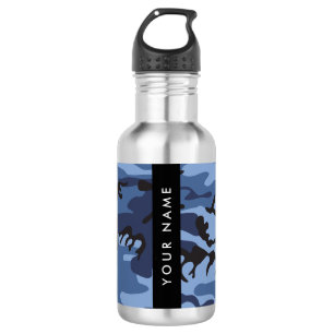 Navy Blau Tarnmuster Ihren Namen personalisieren Edelstahlflasche